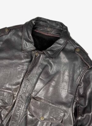 Vintage Aviator heavy Lederjacke dunkelbraun gefüttert