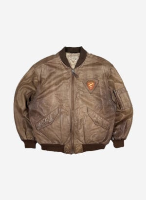 Vintage Airborne Leder Bomberjacke braun