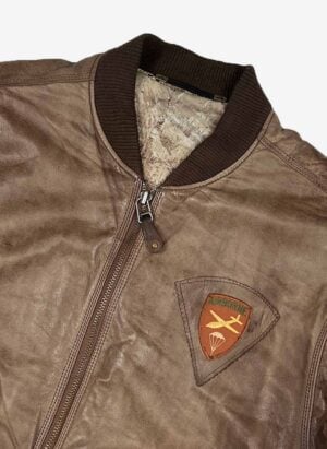 Vintage Airborne Leder Bomberjacke braun