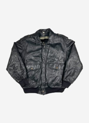 Vintage Aviator heavy Lederjacke schwarz gefüttert