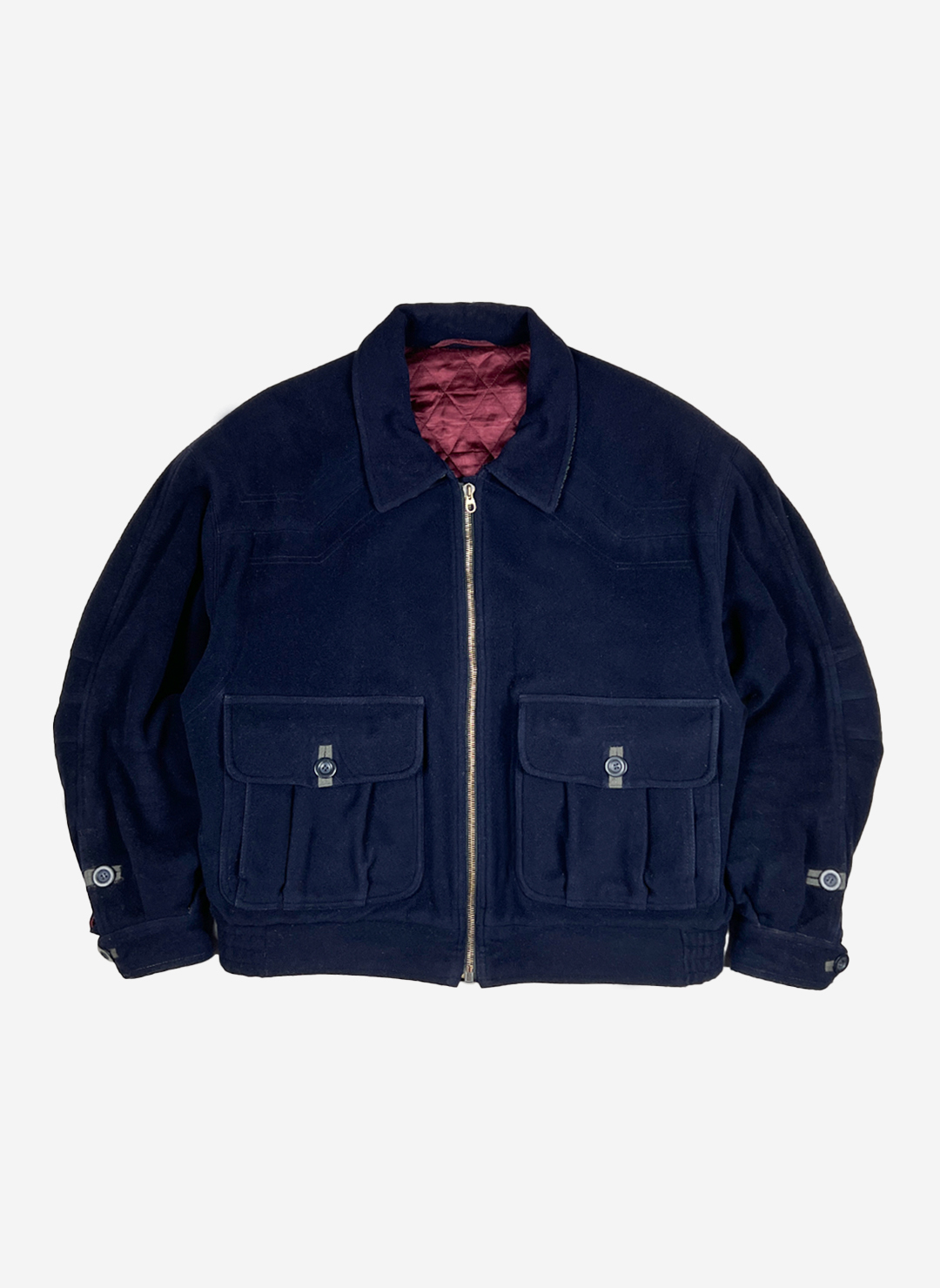 Vintage 90s Hugo Boss Kaschmir Bomberjacke navy
