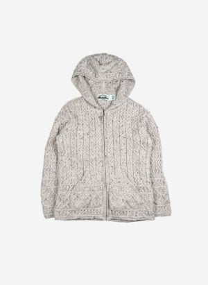 Vintage Merino Strick Damen Hoodie grau