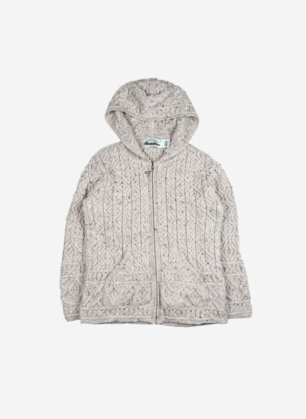 Vintage Merino Strick Damen Hoodie grau