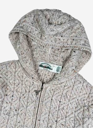 Vintage Merino Strick Damen Hoodie grau