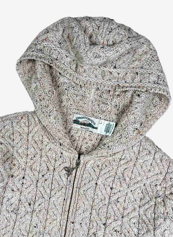 Vintage Merino Strick Damen Hoodie grau