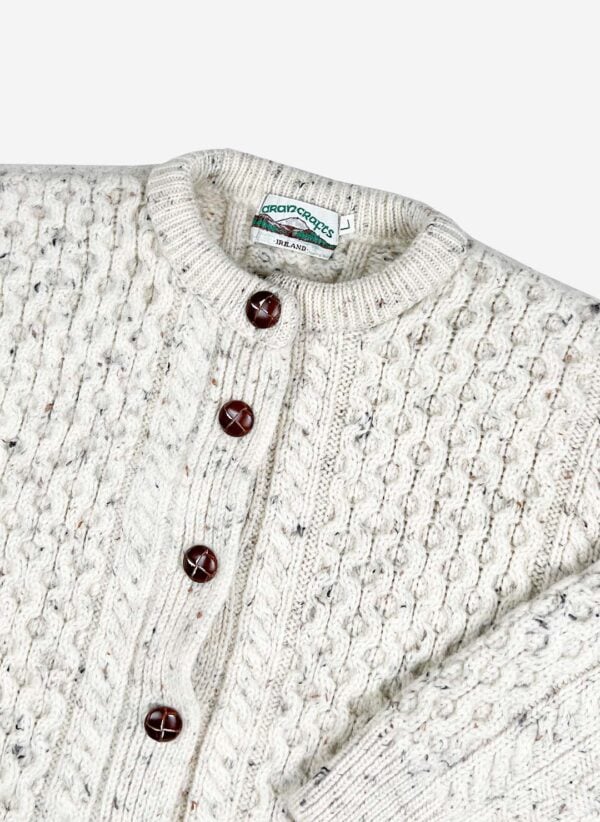 Vintage Woll Strickjacke Damen creme