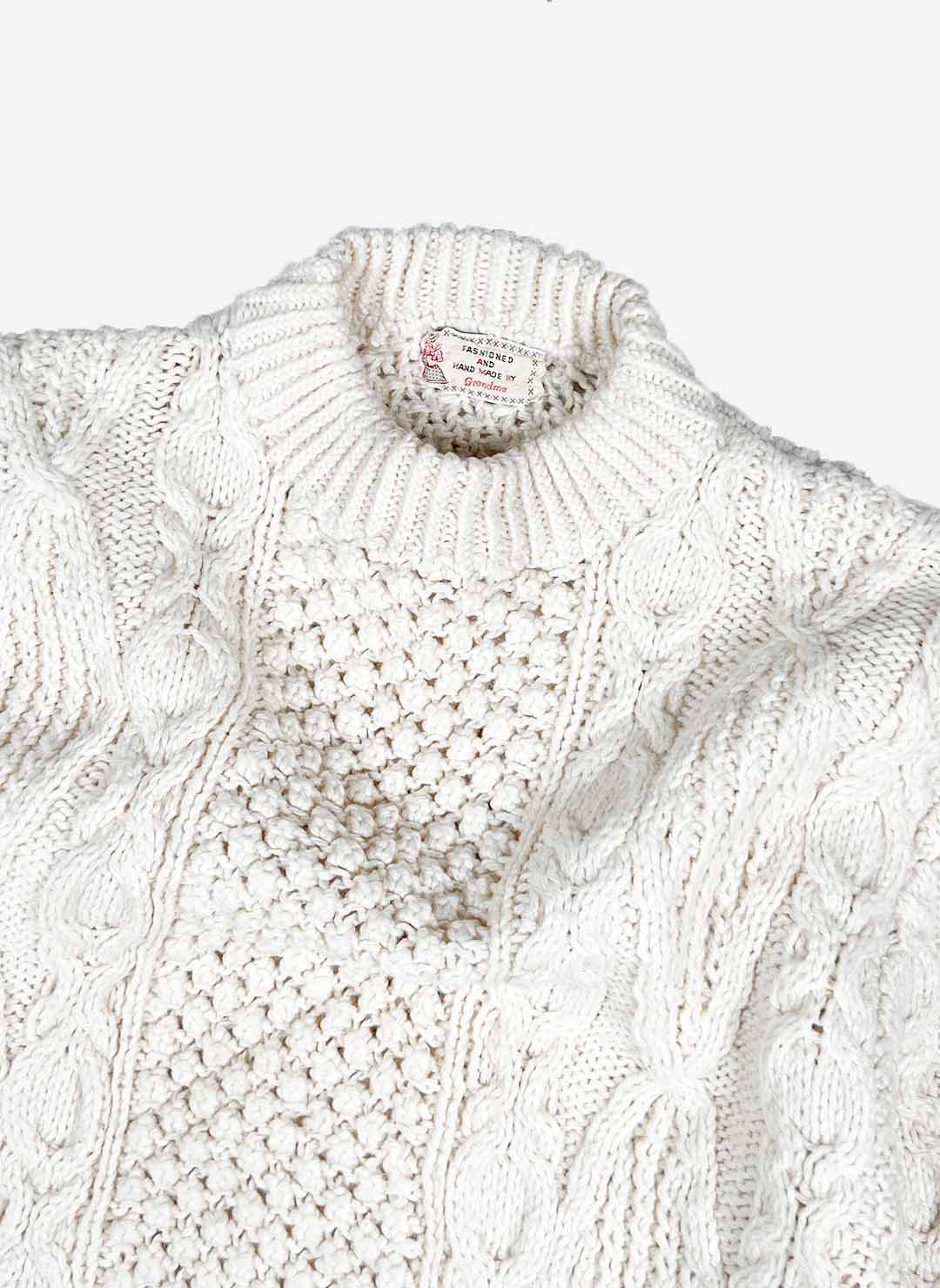 Vintage Woll Strickpullover Damen handmade creme – Bild 2