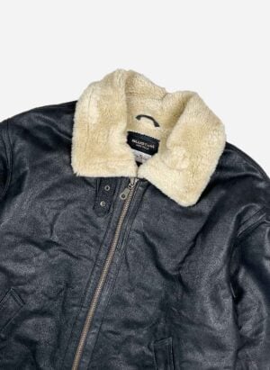 Vintage Shearling Lederjacke schwarz