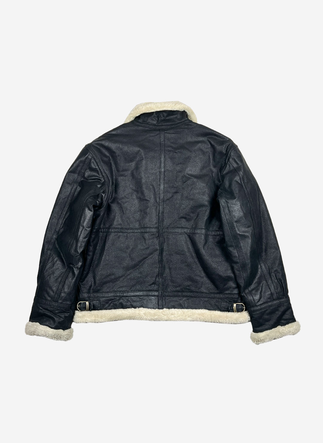 Vintage Shearling Lederjacke schwarz – Bild 4