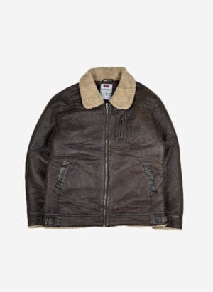 Shearling Kunstlederjacke braun