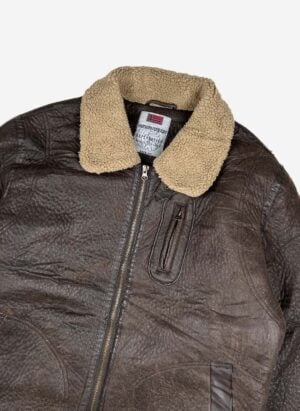 Shearling Kunstlederjacke braun