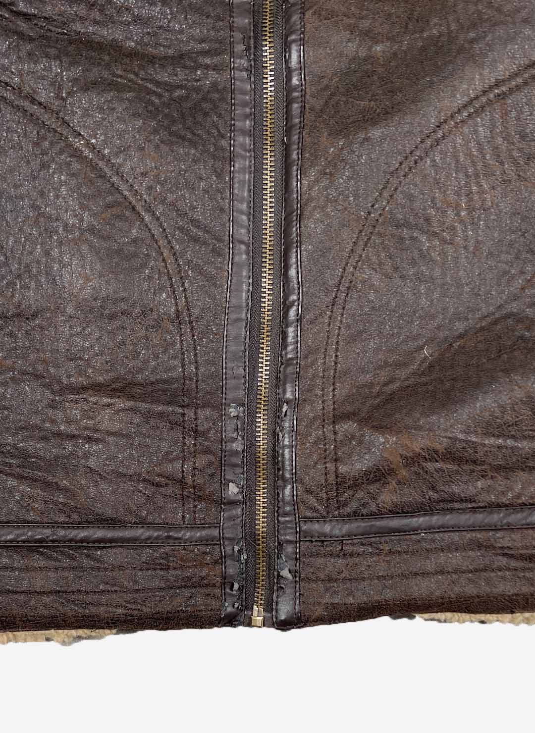 Shearling Kunstlederjacke braun – Bild 5