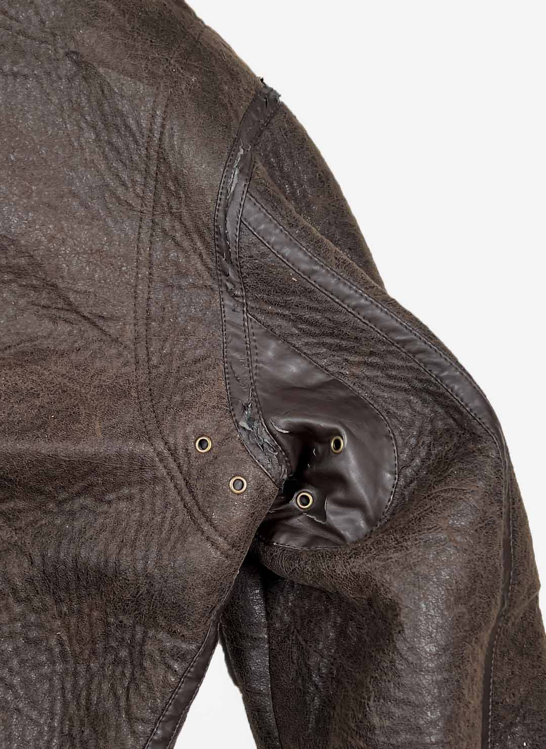 Shearling Kunstlederjacke braun – Bild 6