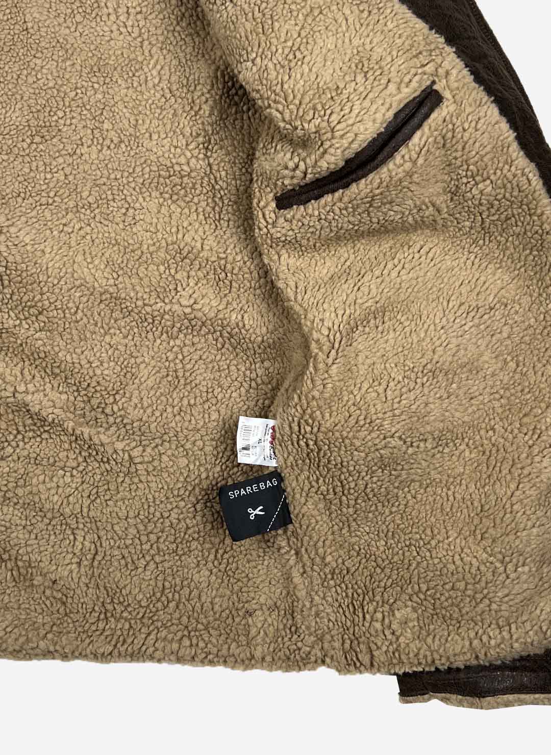 Shearling Kunstlederjacke braun – Bild 7