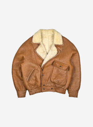 Vintage Shearling Lederjacke hellbraun