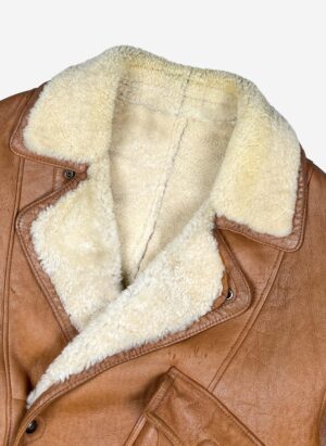 Vintage Shearling Lederjacke hellbraun