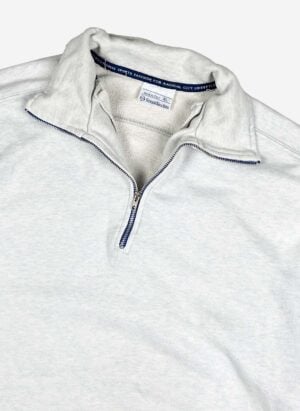 Vintage 90s Sergio Tacchini Half-Zip Sweater hellgrau