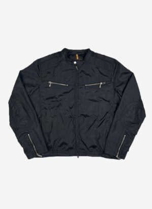 Vintage Moncler Biker Nylonjacke schwarz