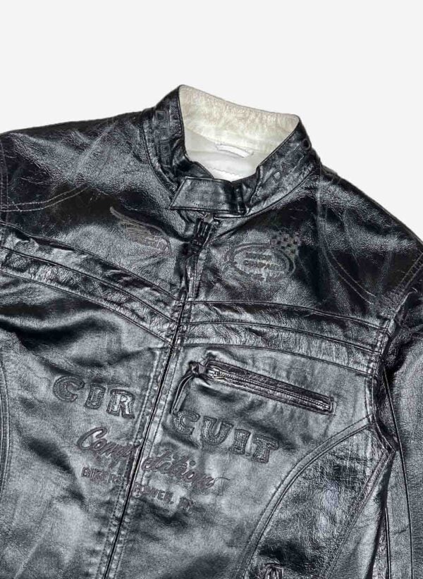 Vintage Biker Lederjacke cropped schwarz