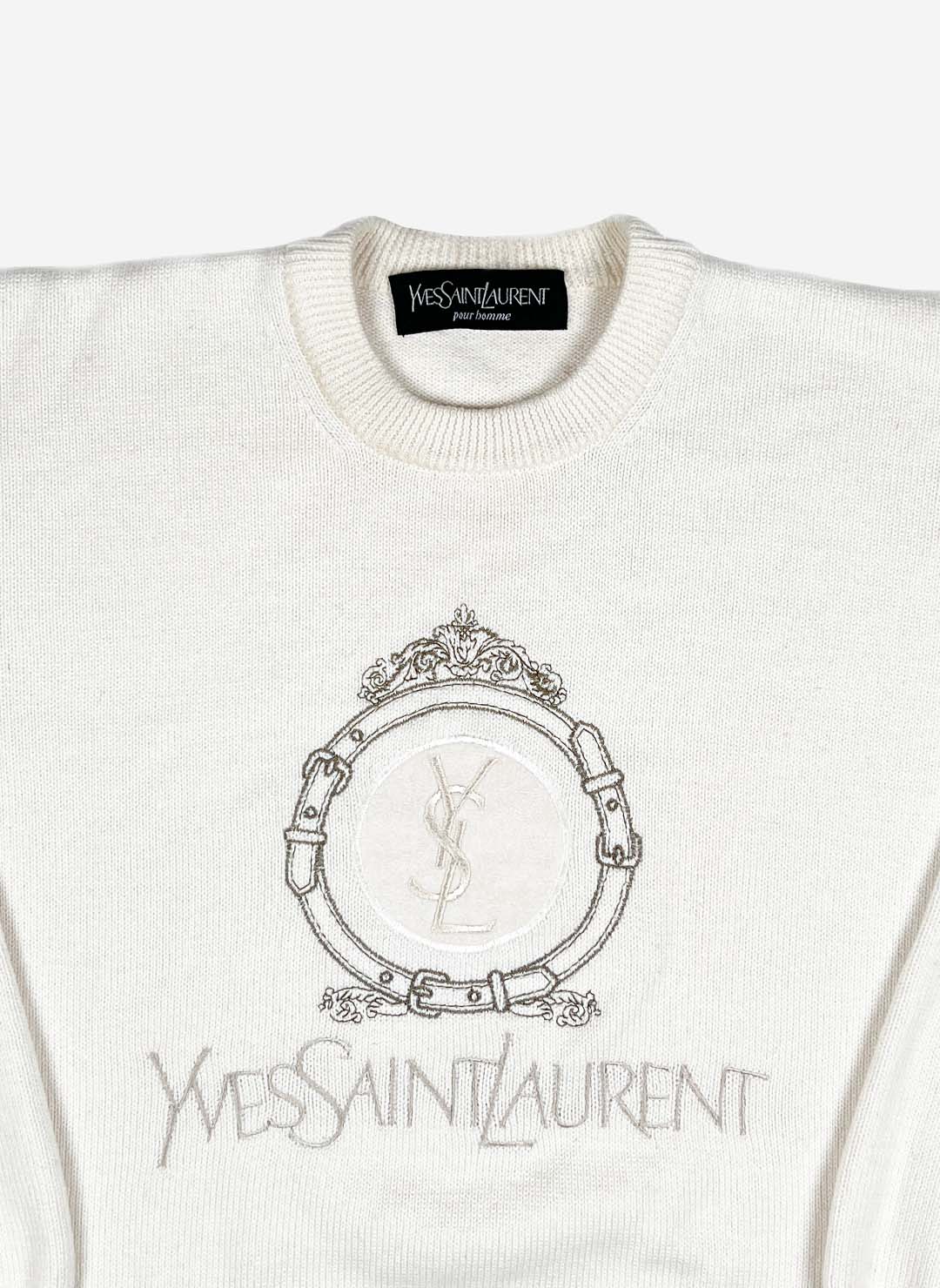 Vintage Yves Saint Laurent Merino Strickpullover creme – Bild 2