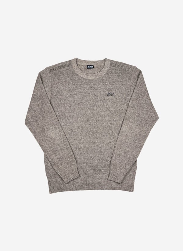 Vintage Hugo Boss Wollpullover graubraun