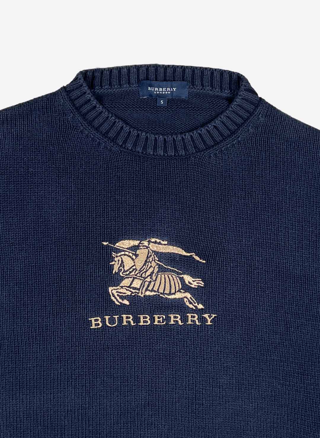 Vintage Burberry Big Logo Strickpullover navy – Bild 2