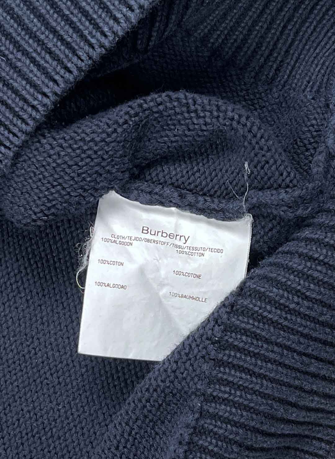 Vintage Burberry Big Logo Strickpullover navy – Bild 4