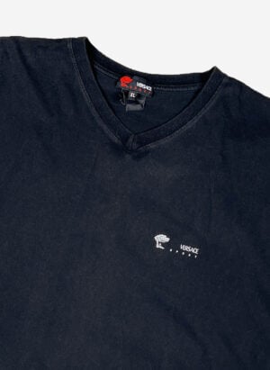 Vintage Versace Sport V-Neck T-Shirt schwarz