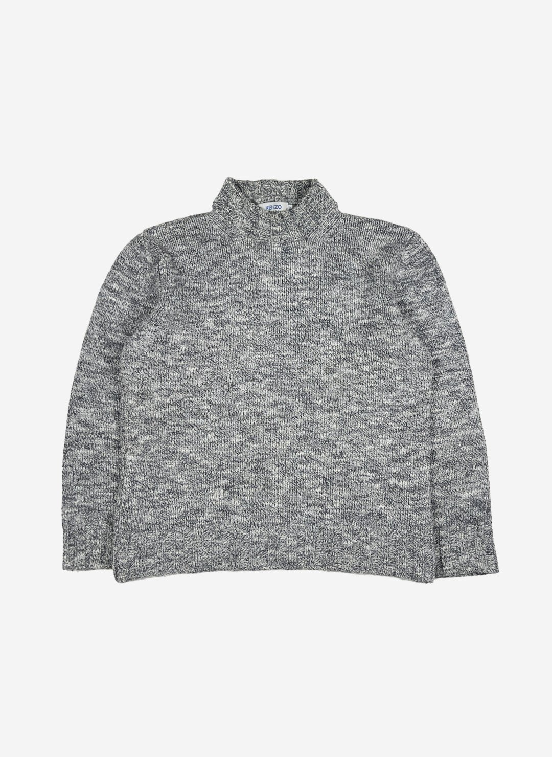 Vintage 90s Kenzo Turtleneck Wollpullover grau