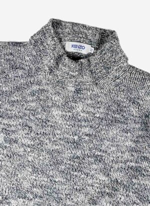 Vintage 90s Kenzo Turtleneck Wollpullover grau