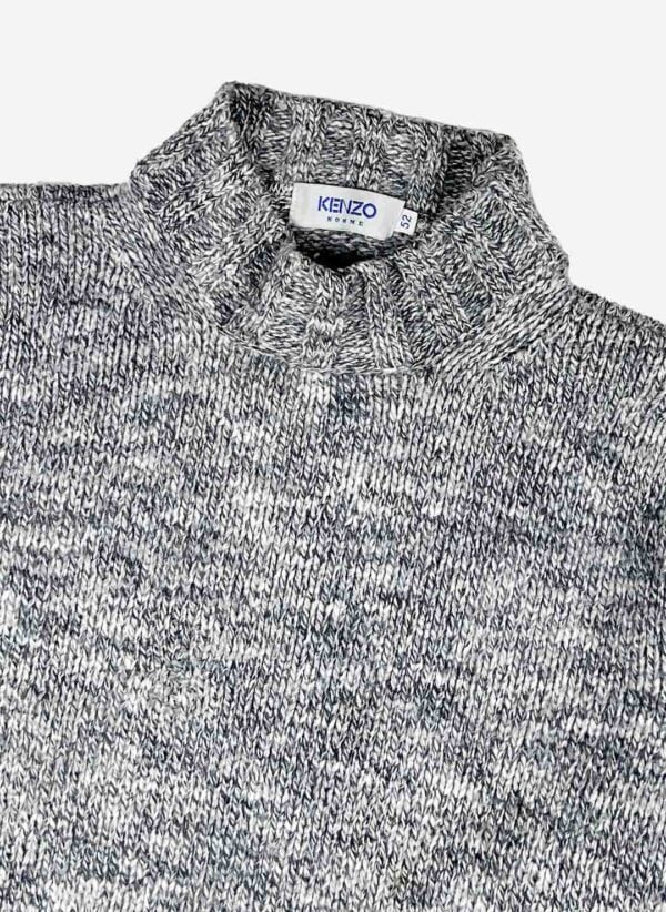 Vintage 90s Kenzo Turtleneck Wollpullover grau