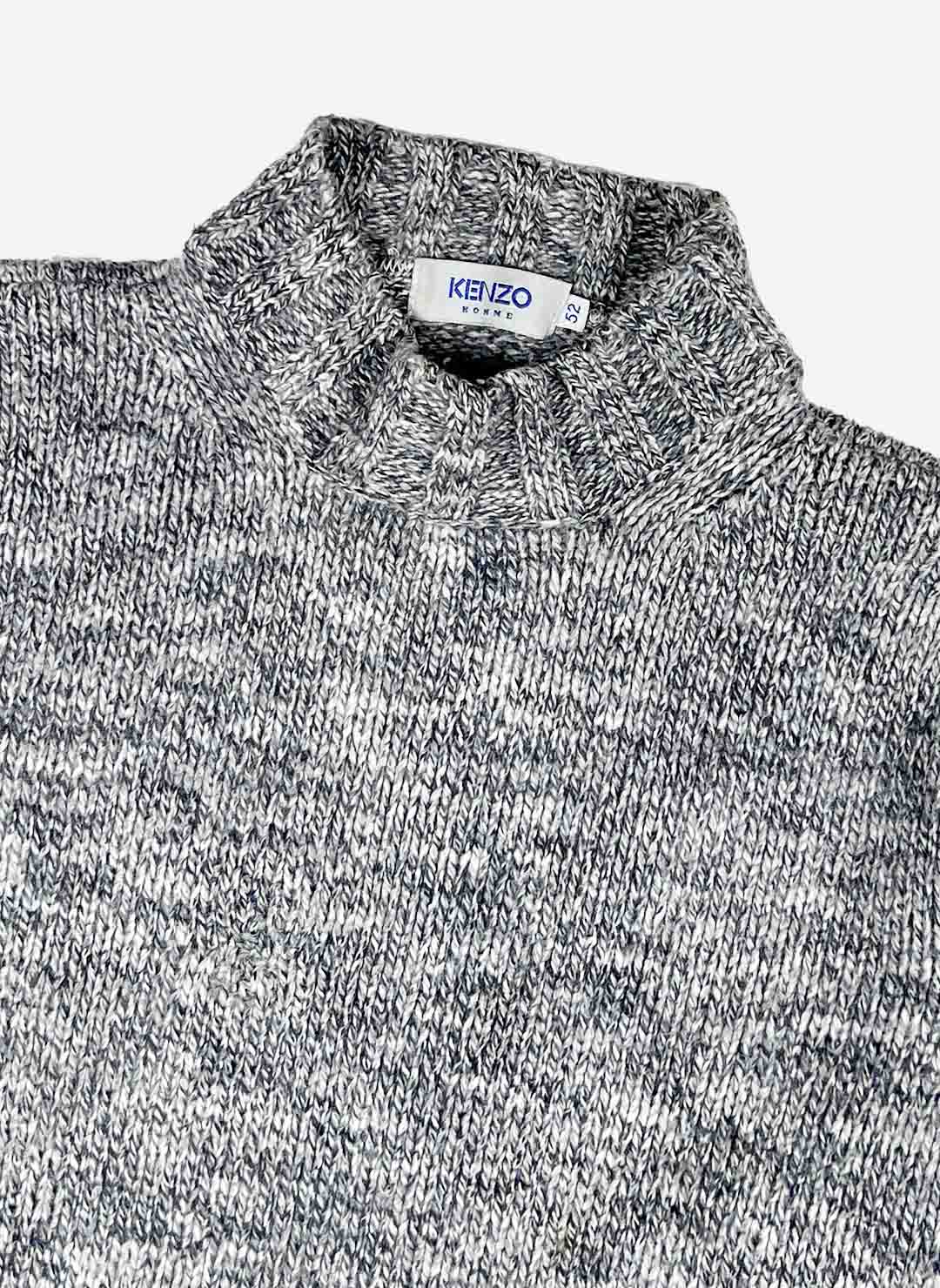 Vintage 90s Kenzo Turtleneck Wollpullover grau – Bild 2