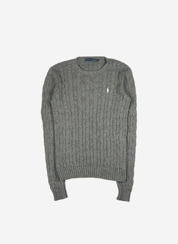 Vintage Ralph Lauren Cable Damen Strickpullover grau