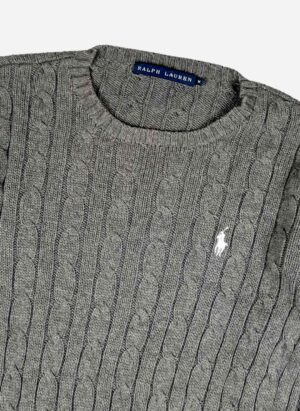 Vintage Ralph Lauren Cable Damen Strickpullover grau