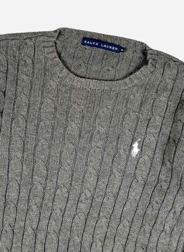 Vintage Ralph Lauren Cable Damen Strickpullover grau