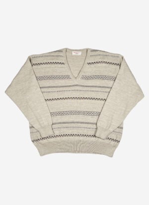 Vintage Wollpullover V-Neck beige