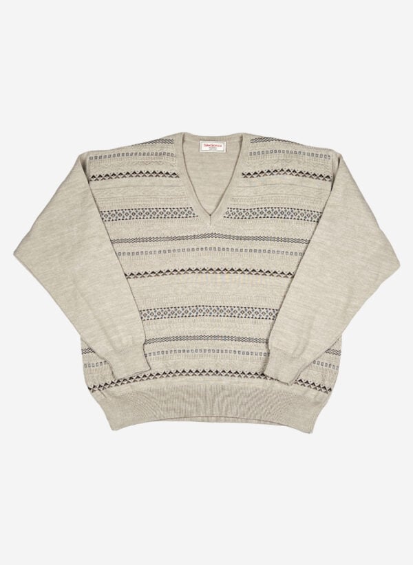 Vintage Wollpullover V-Neck beige