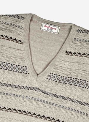 Vintage Wollpullover V-Neck beige