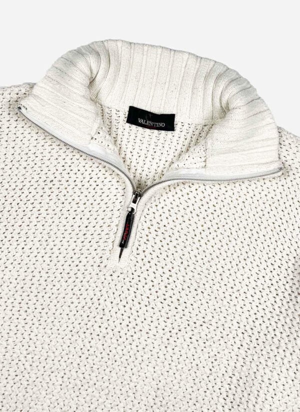 Vintage Valentino Half-Zip Strickpullover weiß