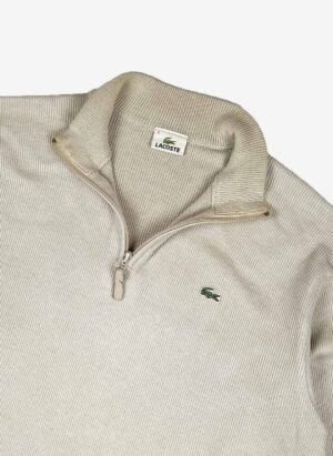 Vintage Lacoste Half-Zip Strickpullover beige