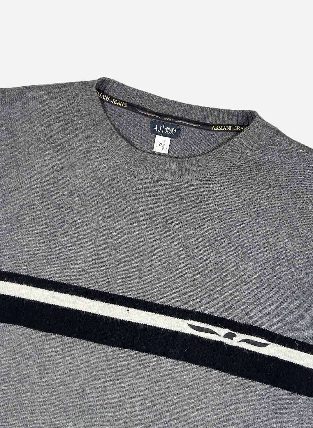 Vintage Armani Jeans Strickpullover grau – Bild 2