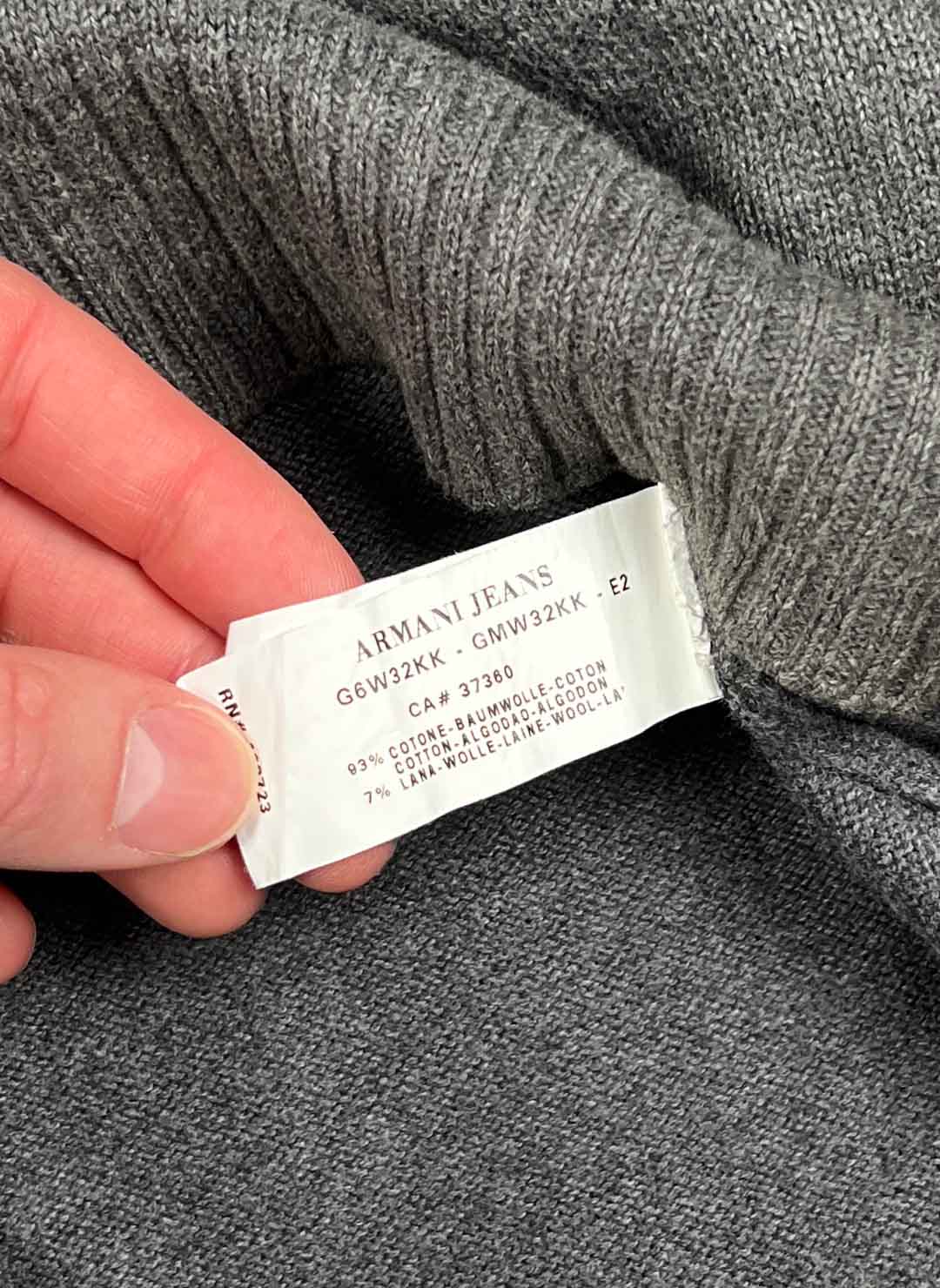 Vintage Armani Jeans Strickpullover grau – Bild 4