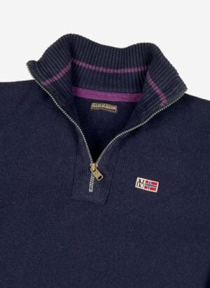 Vintage Napapijri Half-Zip Strickpullover navy