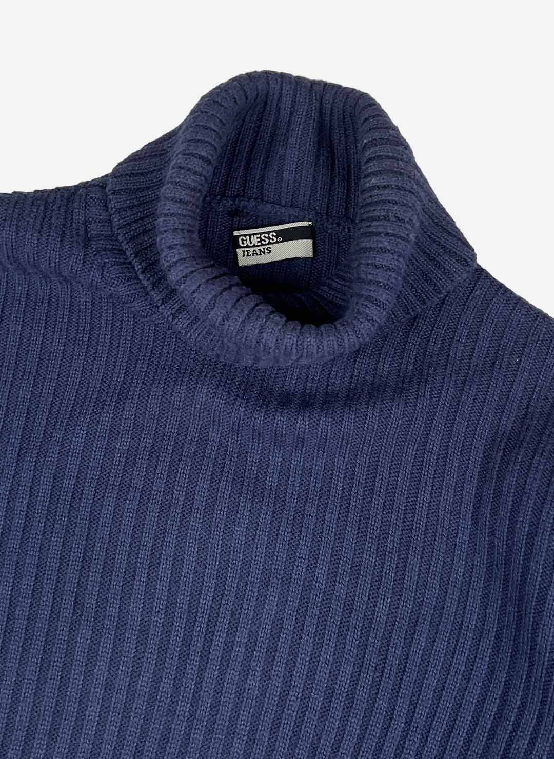 Vintage Guess Turtleneck Strickpullover navy – Bild 2
