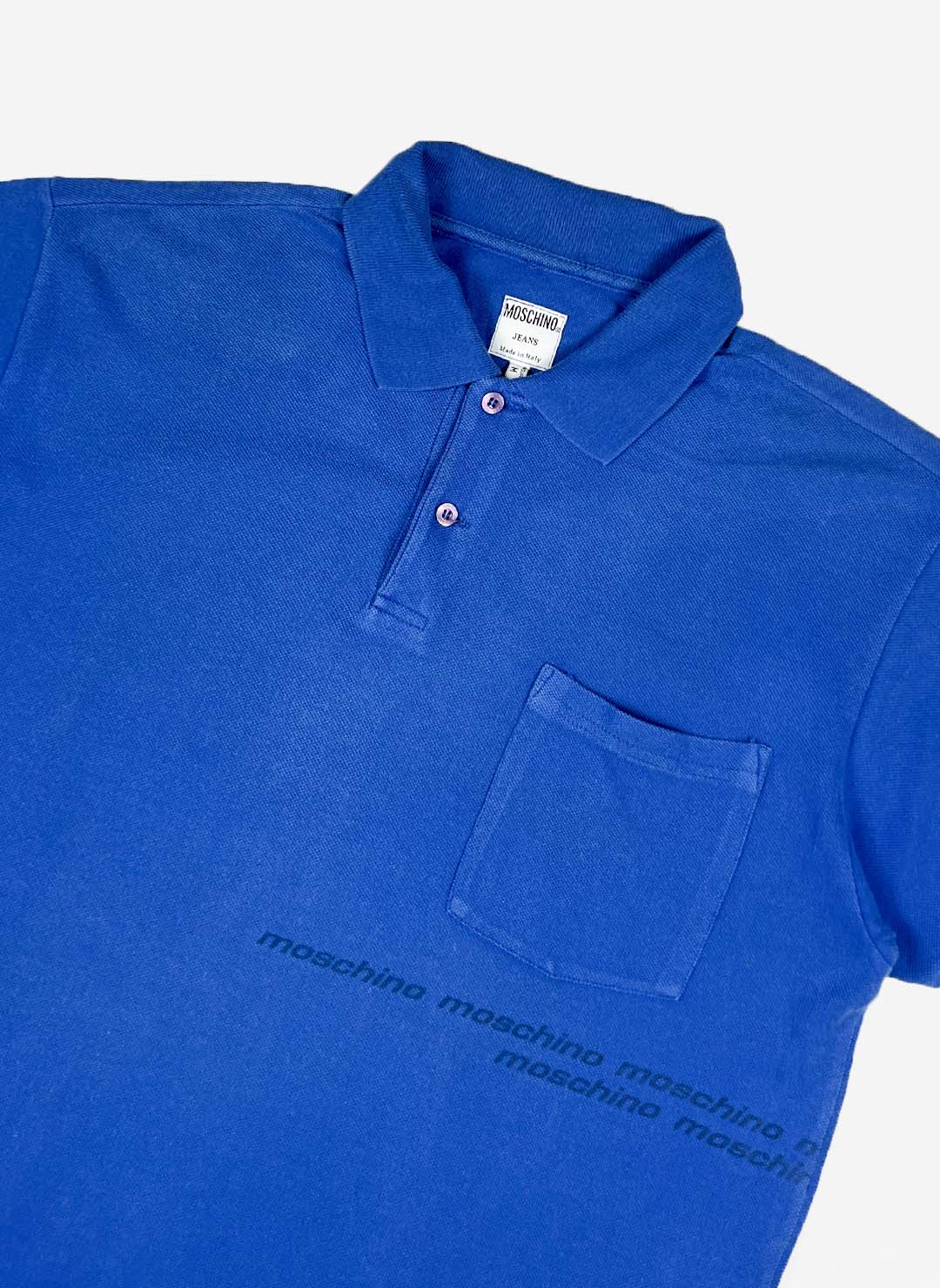 Vintage 90s Moschino Poloshirt blau – Bild 2