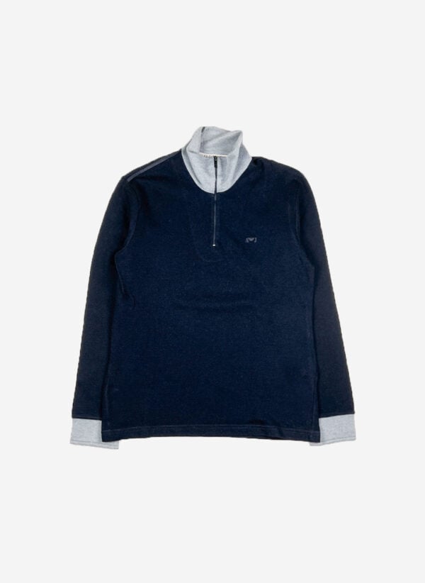 Vintage 90s Armani Jeans Strick Half-Zip navy