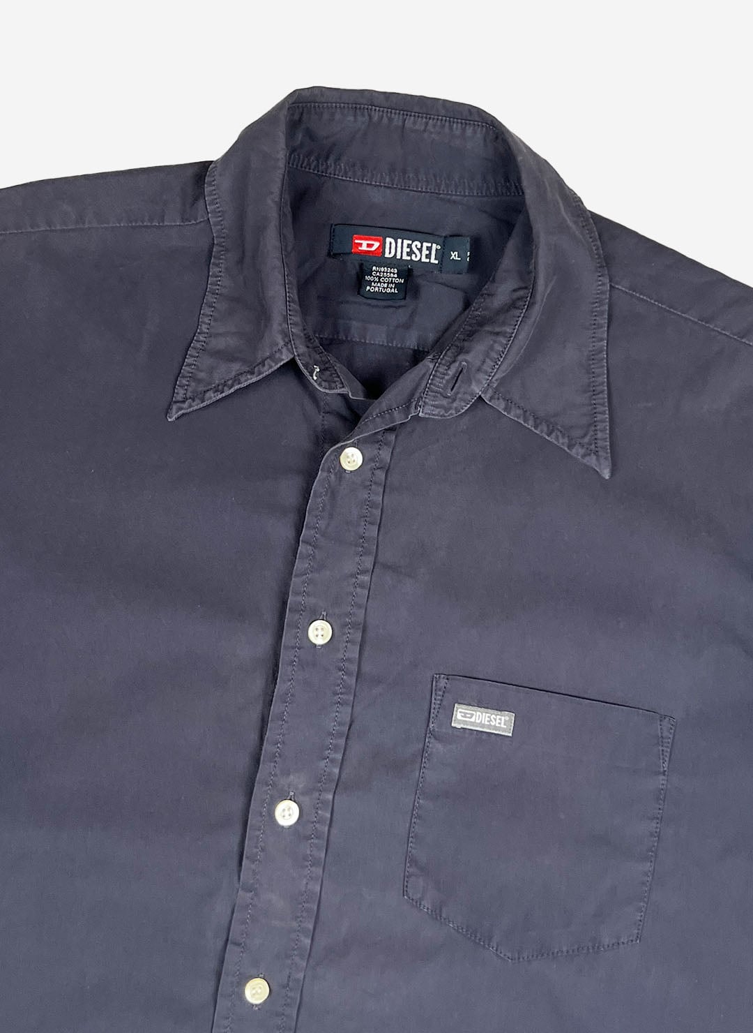 Vintage Y2K Diesel Kurzarmhemd navy – Bild 2