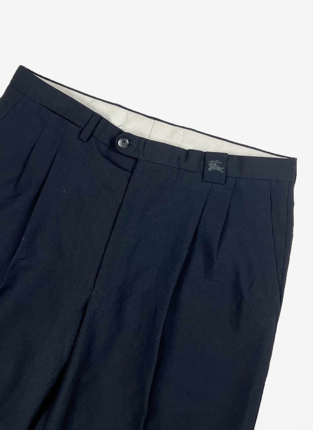 Vintage 80s Burberry wide-fit Anzughose navy – Bild 4