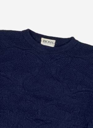 Vintage 80s Hugo Boss Strickpullover navy
