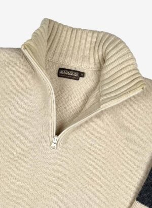 Vintage Napapijri Half-Zip Strickpullover beige